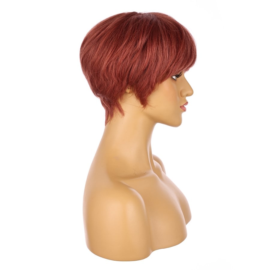 Perruque courte rouge vintage 10 pouces 10 pouces cheveux humains Remy avec bang # 9-1