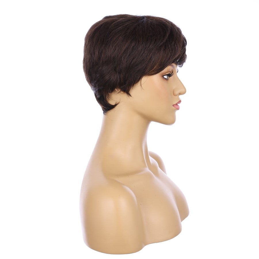 Perruque courte marron moka de 10 pouces, cheveux humains Remy avec frange, 10 pouces, # numh200333