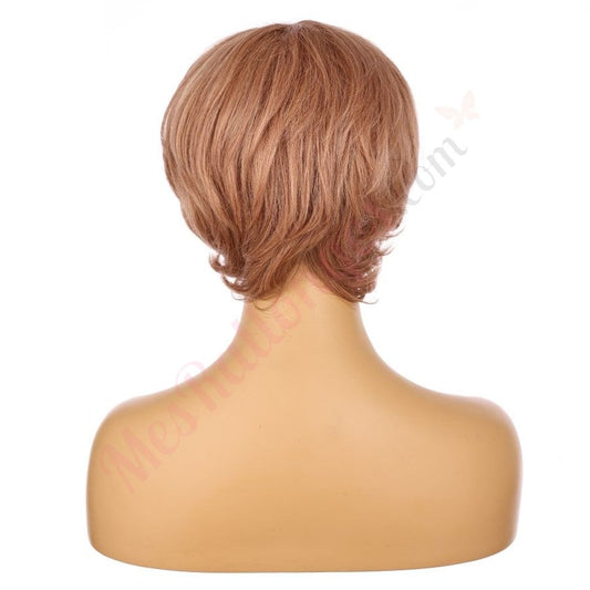 10" Golden Brown Short Wig 10 inch Remy Human Hair with bang # numh1912050