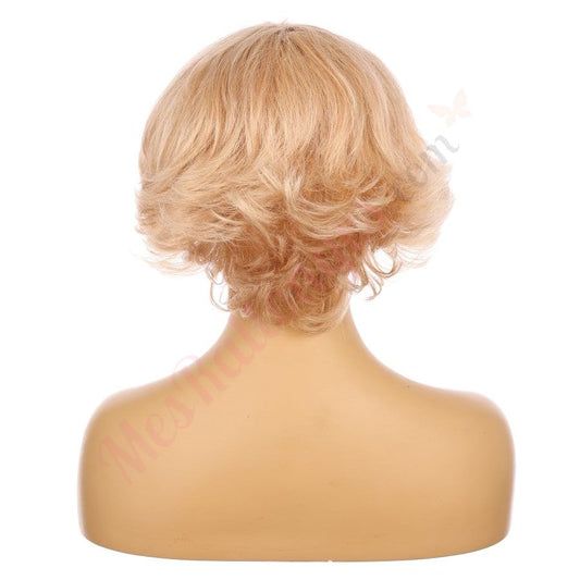 Perruque courte blonde beige 10 pouces 10 pouces cheveux humains Remy avec bang # TD-043