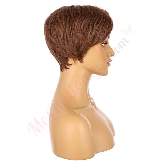 Perruque courte Auburn 10 pouces 10 pouces cheveux humains Remy avec bang # 9-2