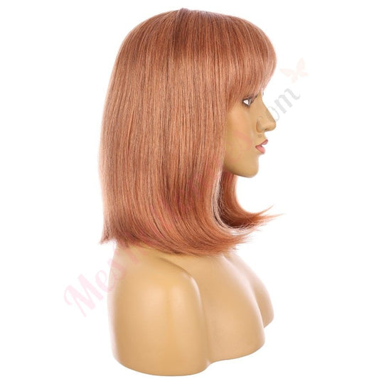 12" Copper Blonde Short Wig 12 inch Remy Human Hair with bang # 16-3-12inch