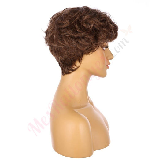10" Chocolate Brown Short Wig 10 inch Remy Human Hair with bang # 15-1