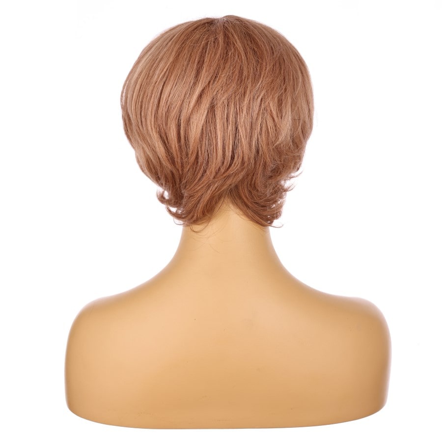Perruque courte marron doré de 10 pouces, cheveux humains Remy avec frange, 10 pouces, # numh1912050