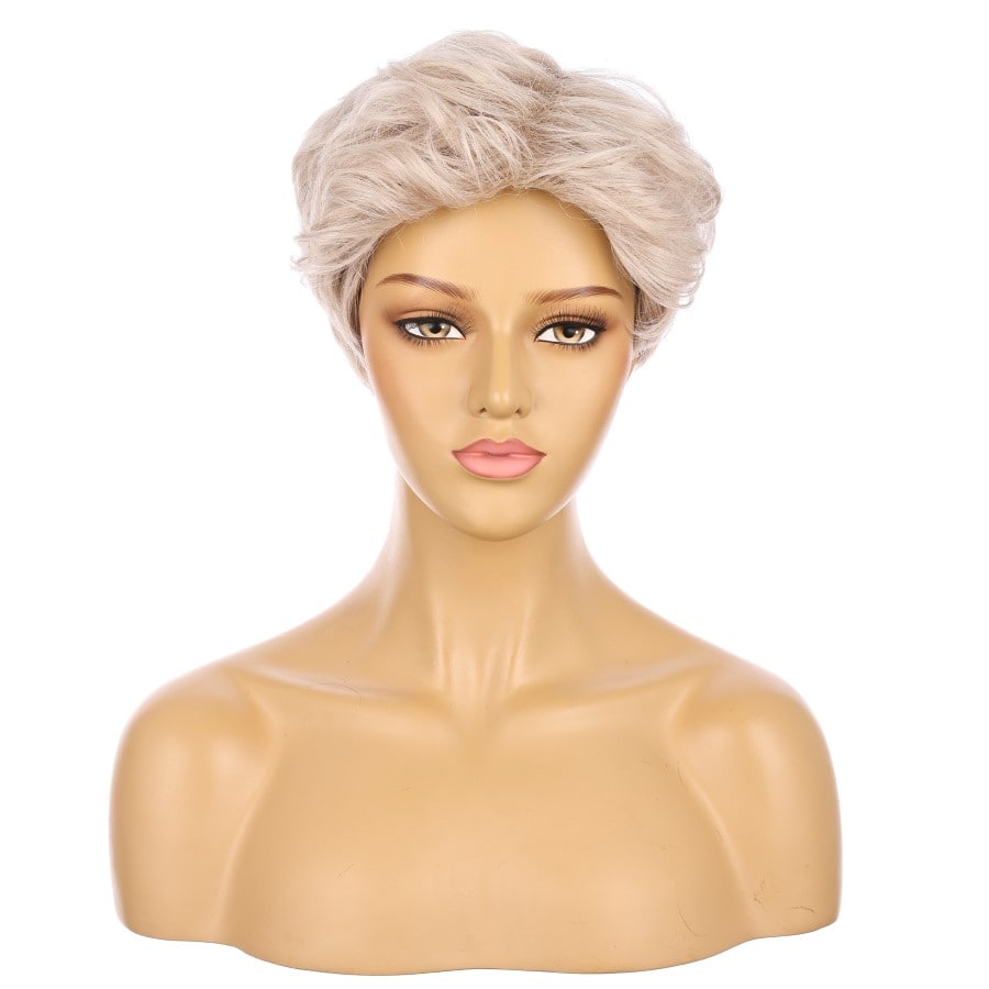 Perruque courte blond cendré clair de 10 pouces, cheveux humains Remy de 10 pouces #2-2