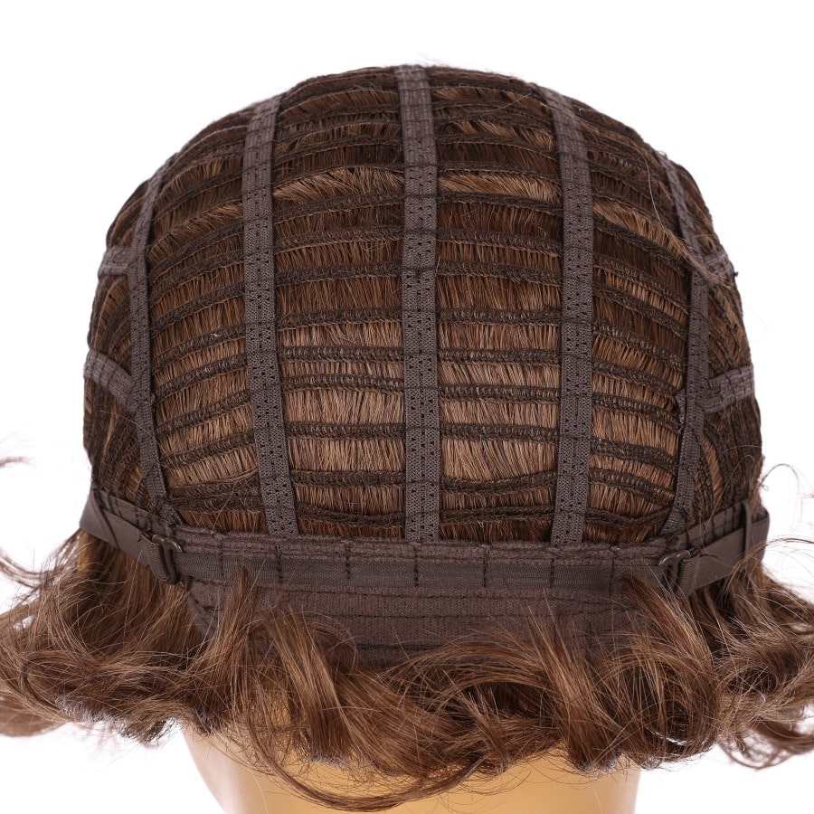 Perruque courte marron châtain de 10 pouces, cheveux humains Remy de 10 pouces avec frange # 15-2