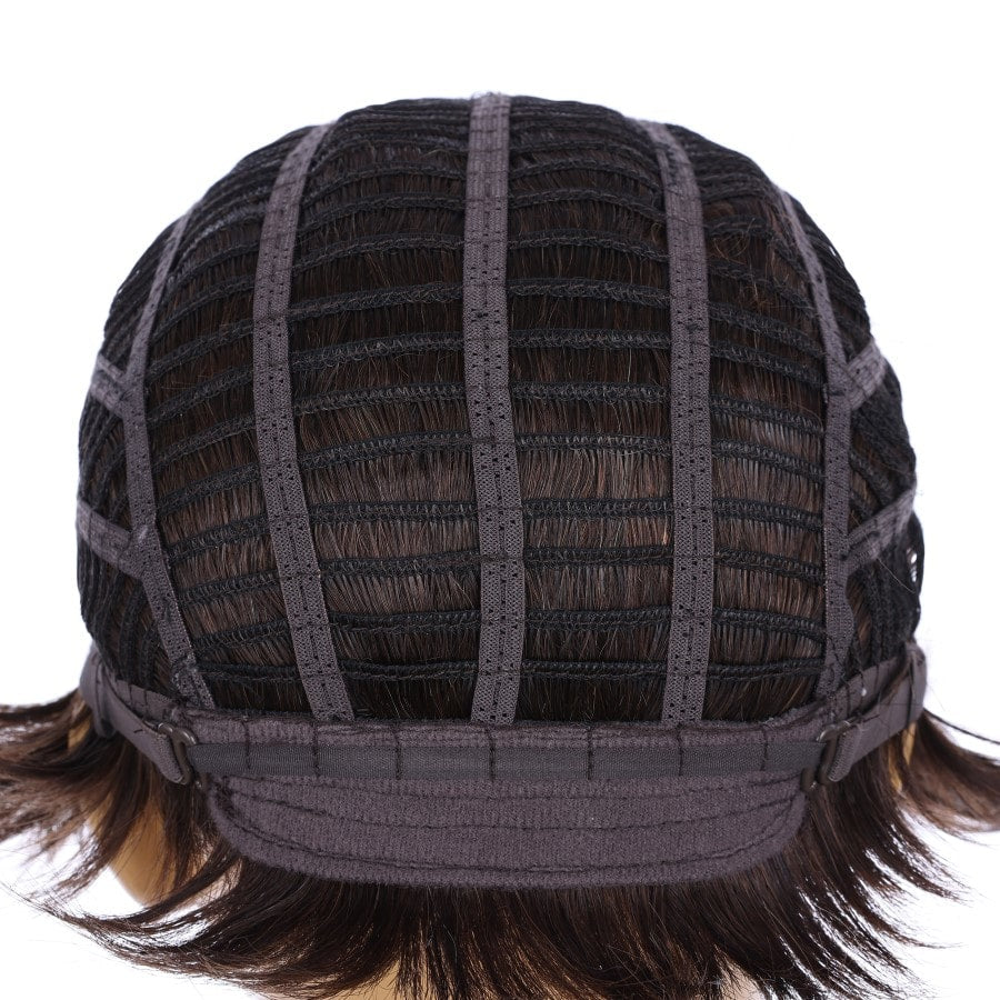 Perruque courte marron moka de 10 pouces, cheveux humains Remy avec frange, 10 pouces, # numh200333