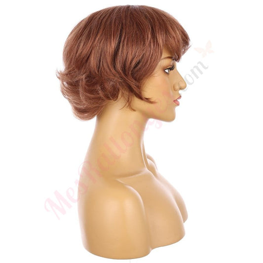 10" Light Copper Short Wig 10 inch Remy Human Hair with bang # 3-2