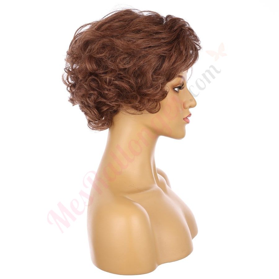 Perruque courte en cuivre clair de 10 pouces, cheveux humains Remy de 10 pouces # TD-065-4