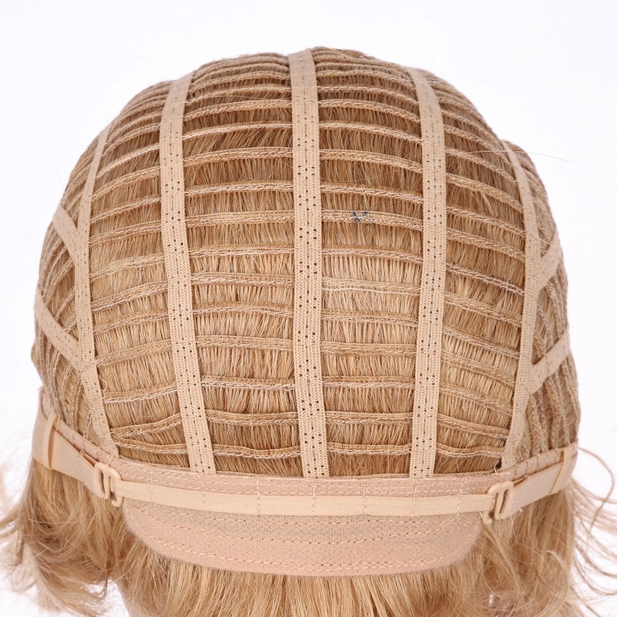 Perruque courte blonde dorée de 10 pouces, cheveux humains Remy avec frange # 4-3