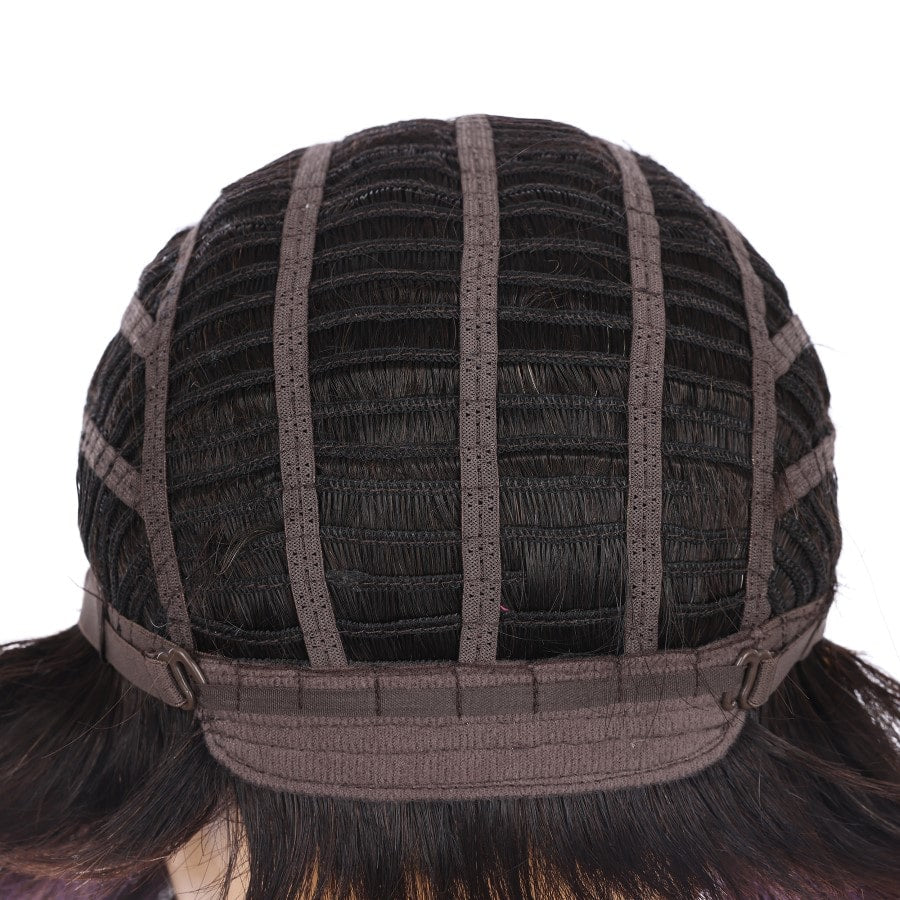 Perruque courte à reflets noirs, bruns et violets de 10 pouces, cheveux humains Remy de 10 pouces # TD-Z082-1b-purple