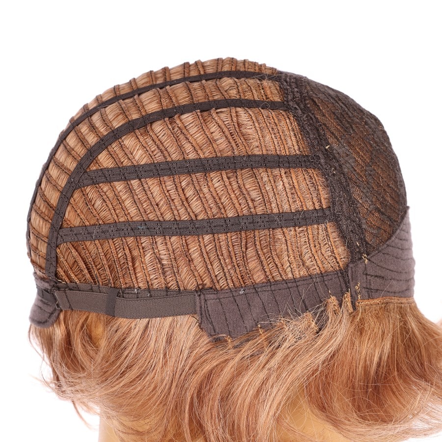 Perruque courte blonde cuivrée de 10 pouces, cheveux humains Remy avec frange # 10-3