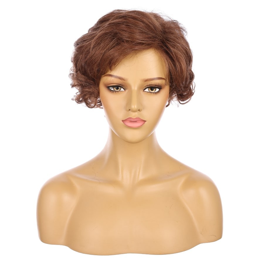 Perruque courte en cuivre clair de 10 pouces, cheveux humains Remy de 10 pouces # TD-065-4