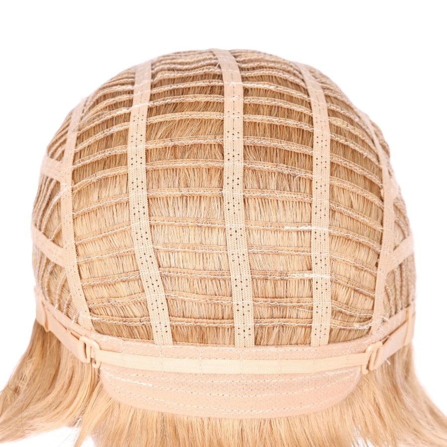 Peluca corta de 10" de color rubio fresa, cabello humano Remy de 10 pulgadas con flequillo # numh1912061