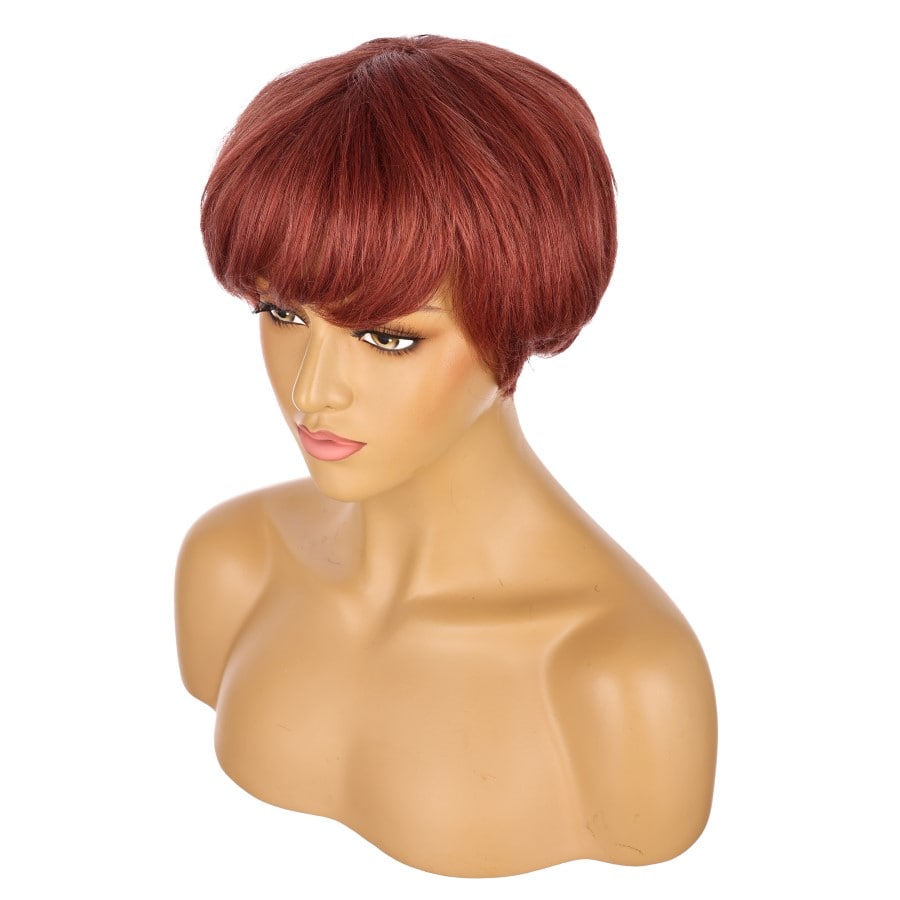 Perruque courte rouge vintage 10 pouces 10 pouces cheveux humains Remy avec bang # 9-1