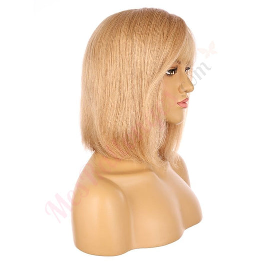 12" Strawberry Blonde Short Wig 12 inch Remy Human Hair with bang # 1-2-12inch