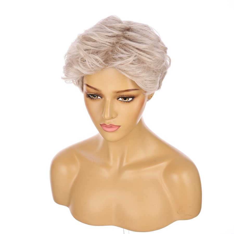 Perruque courte blond cendré clair de 10 pouces, cheveux humains Remy de 10 pouces #2-2