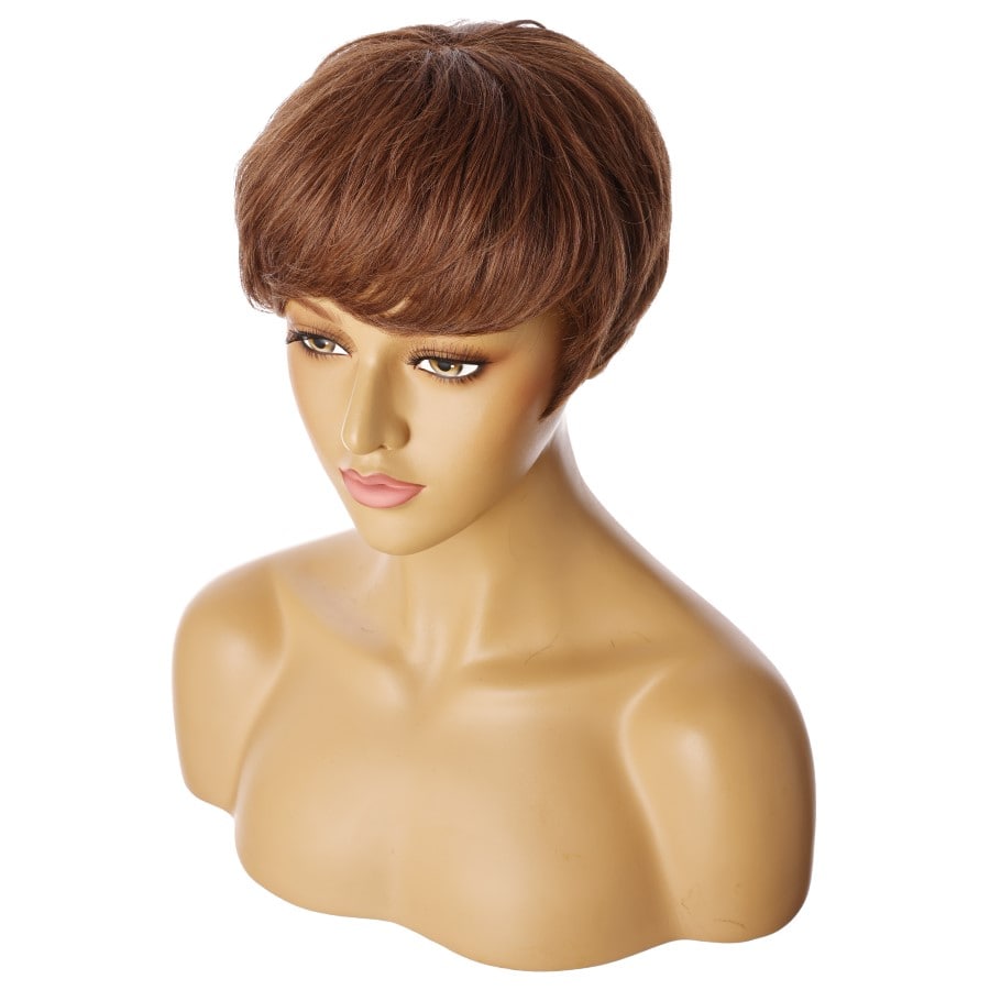 Perruque courte Auburn 10 pouces 10 pouces cheveux humains Remy avec bang # 9-2
