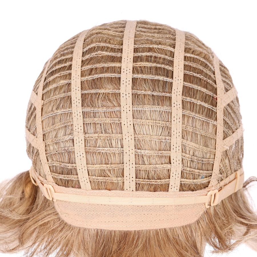 Perruque courte blonde dorée foncée douce de 10 pouces 10 pouces de cheveux humains Remy avec bang # 13-3