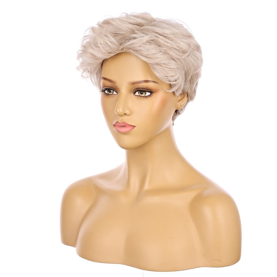 Perruque courte blond cendré clair de 10 pouces, cheveux humains Remy de 10 pouces #2-2