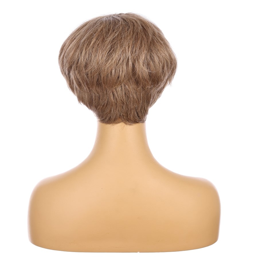 10" Dark Blonde Highlighted Short Wig 10 inch Remy Human Hair with bang # numh1911051