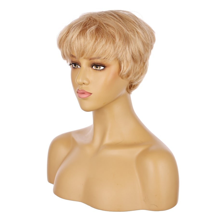 10" Golden Blonde Short Wig 10 inch Remy Human Hair with bang # 15-3