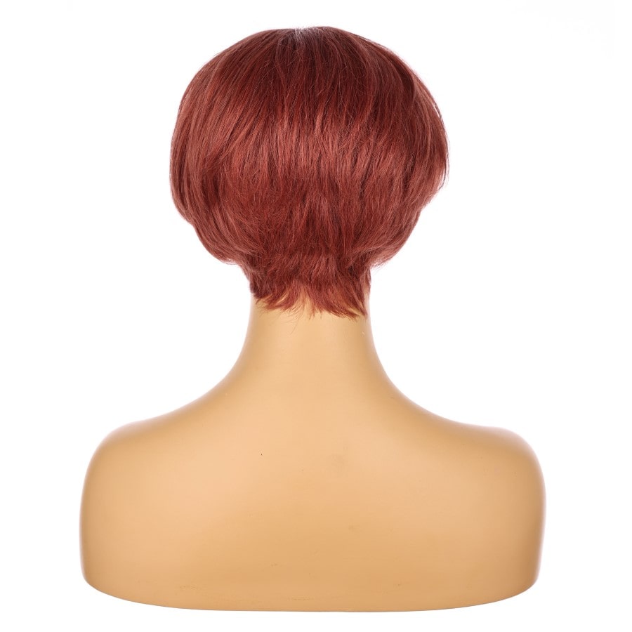 Perruque courte rouge vintage 10 pouces 10 pouces cheveux humains Remy avec bang # 9-1