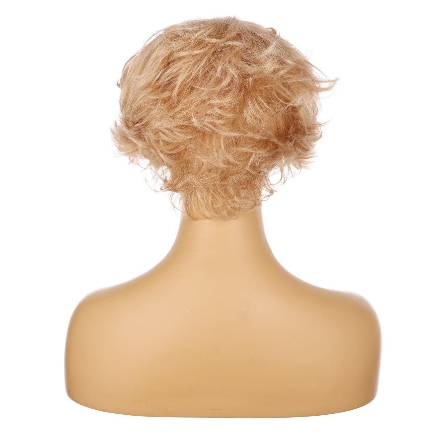 Perruque courte blonde dorée de 10 pouces, cheveux humains Remy avec frange # 4-3