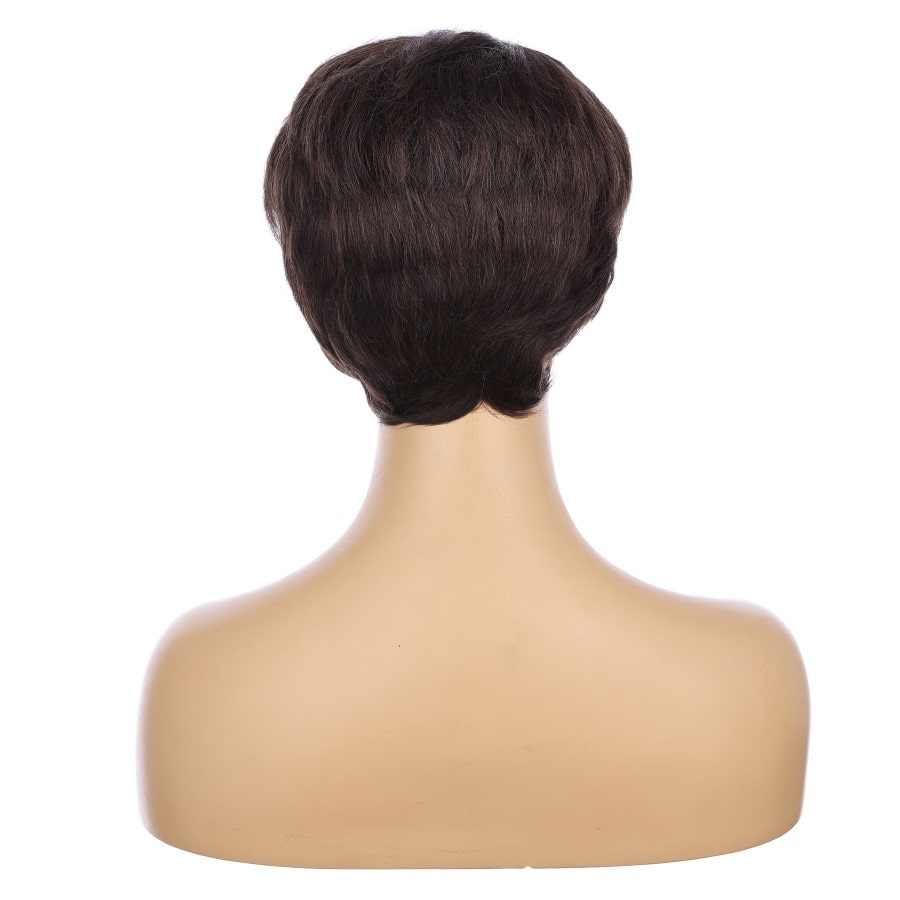 Perruque courte marron moka de 10 pouces, cheveux humains Remy avec frange, 10 pouces, # numh200333