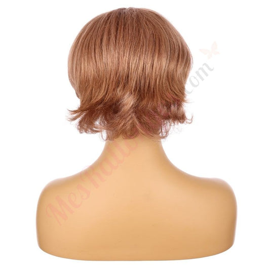 10" Honey Brown Short Wig 10 inch Remy Human Hair with bang # 2-3