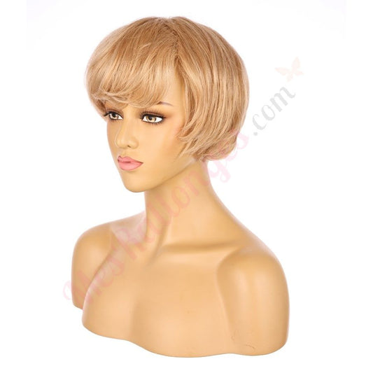 10" Strawberry Blonde Short Wig 10 inch Remy Human Hair with bang # numh1912061