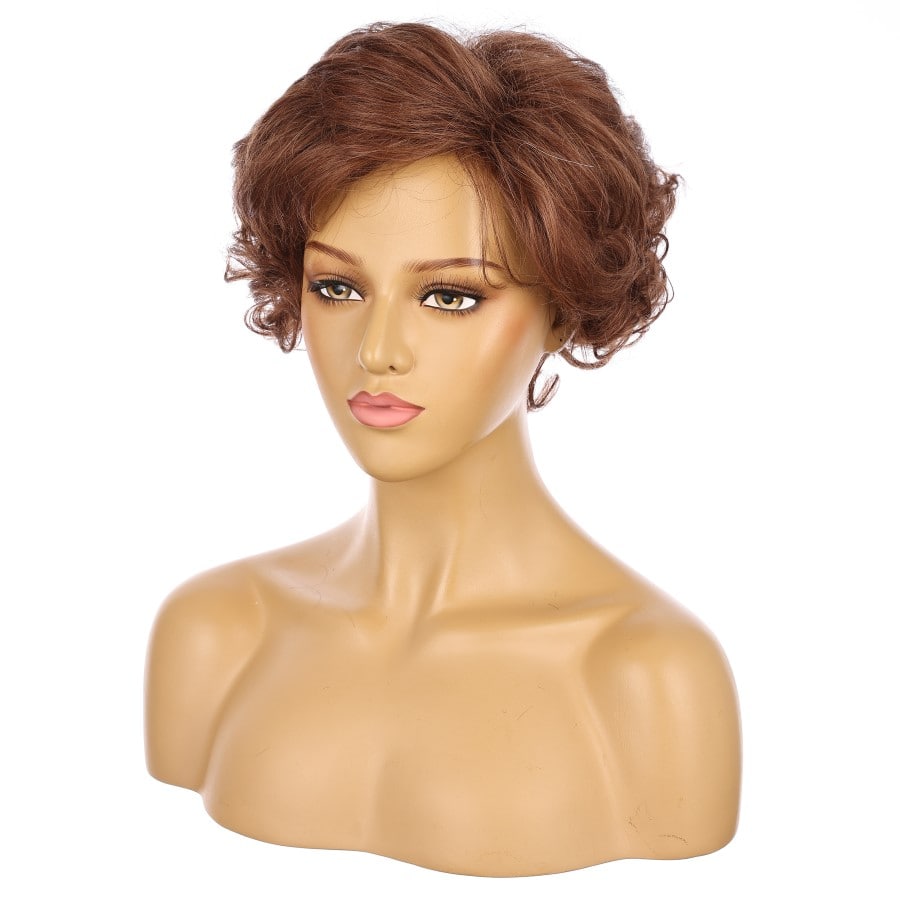 Perruque courte en cuivre clair de 10 pouces, cheveux humains Remy de 10 pouces # TD-065-4