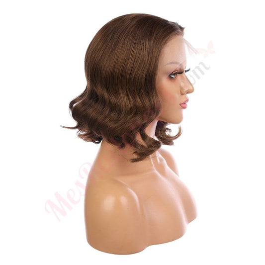 Layla - Short Brunette Remy Human Hair Wig 14 Inches Bob Wig