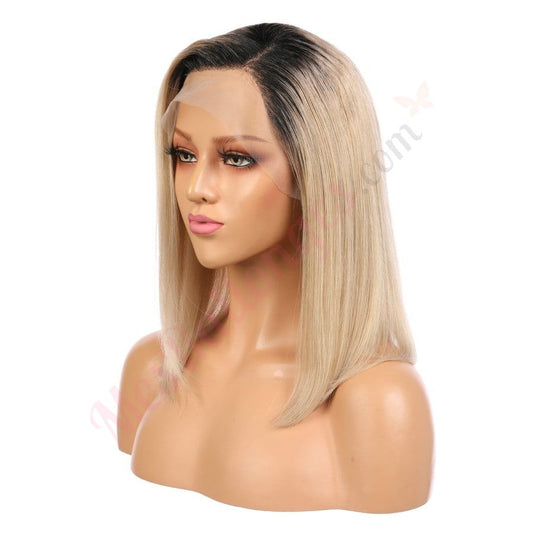 Kavlee - Short Ombre Blonde Remy Human Hair Wig 14 Inches Bob Wig