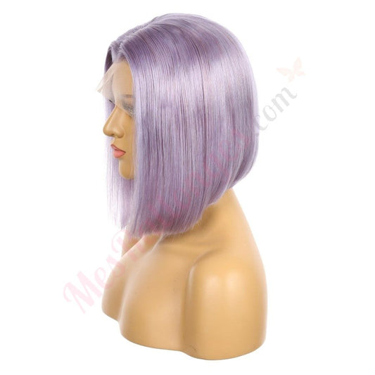 10" Purple Remy Human Hair Short Wig 10inch, Square Cut Bob