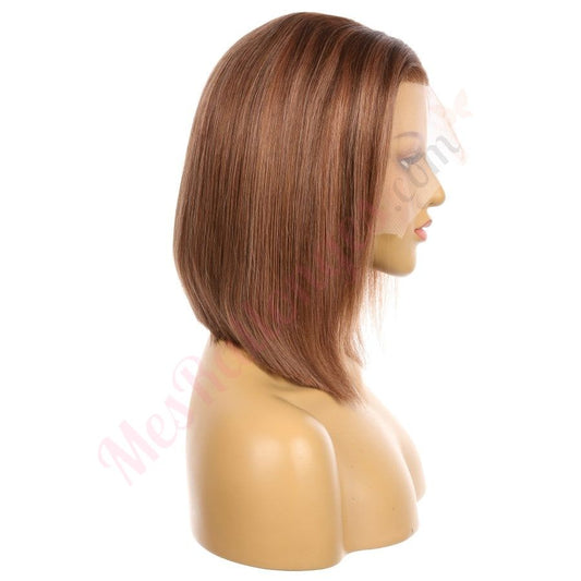 10" 4T 4/30 - Couleur courte #4T 4/30 Perruque de cheveux humains Remy 10 pouces Marron / Auburn