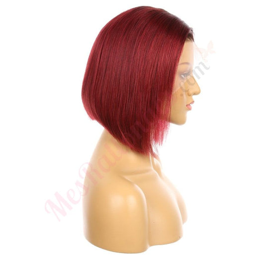 10" #1bt/99j-bobo - Perruque de cheveux humains Remy couleur courte #1bt/99j 10 pouces bordeaux