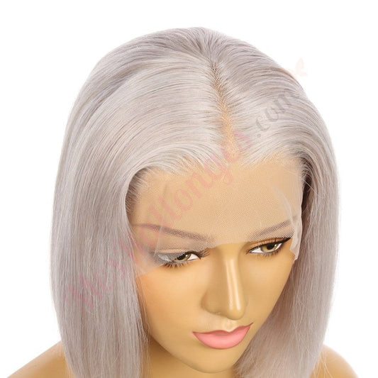 10" Short Gray Remy Human Hair Wig 10 inches Gray