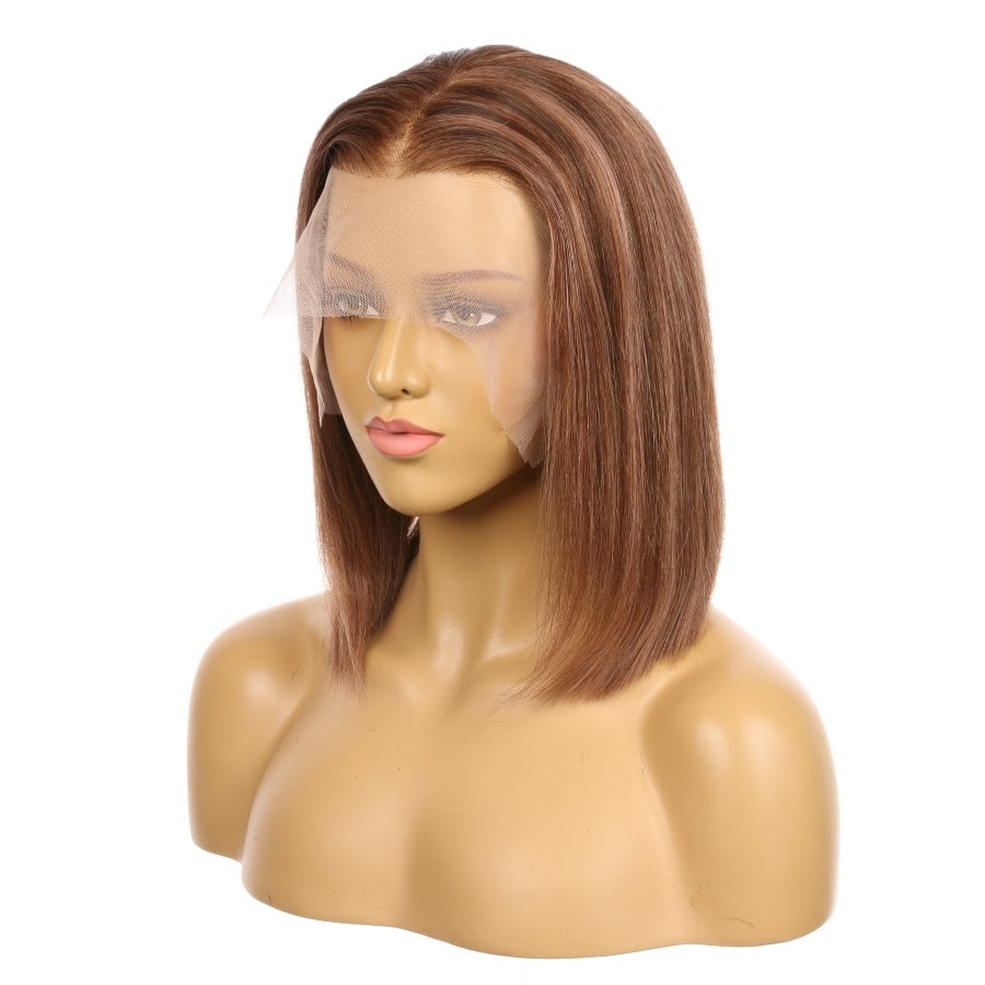10" 4T 4/30 - Couleur courte #4T 4/30 Perruque de cheveux humains Remy 10 pouces Marron / Auburn