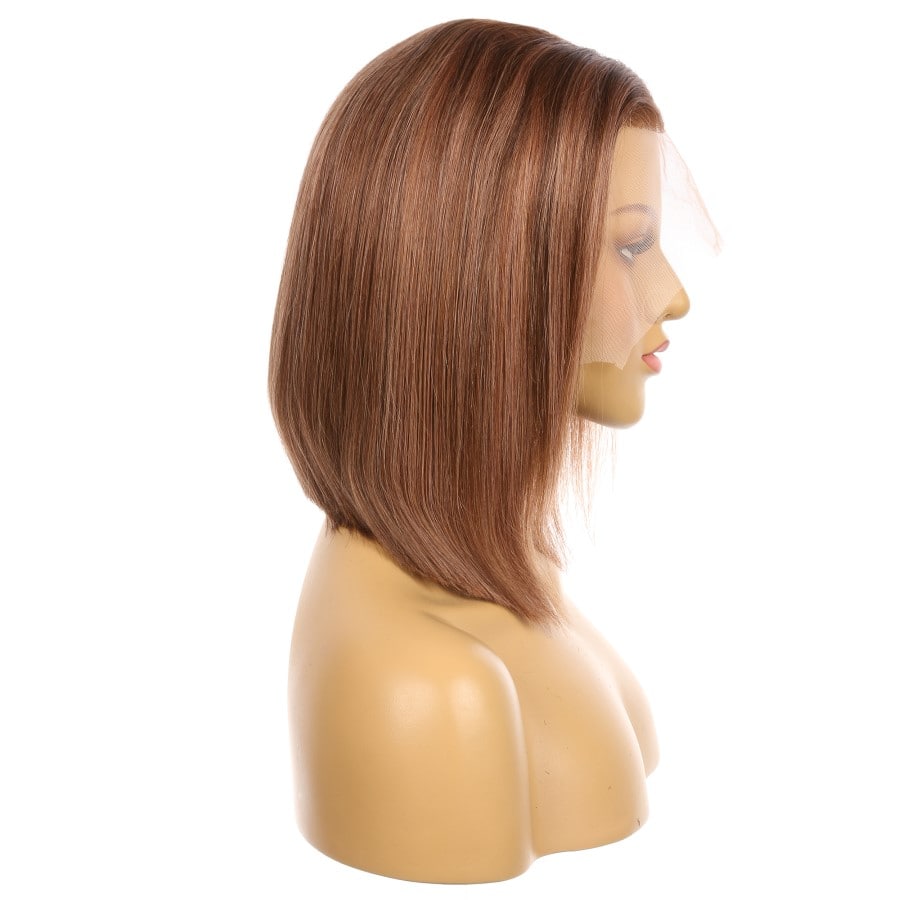 10" 4T 4/30 - Couleur courte #4T 4/30 Perruque de cheveux humains Remy 10 pouces Marron / Auburn