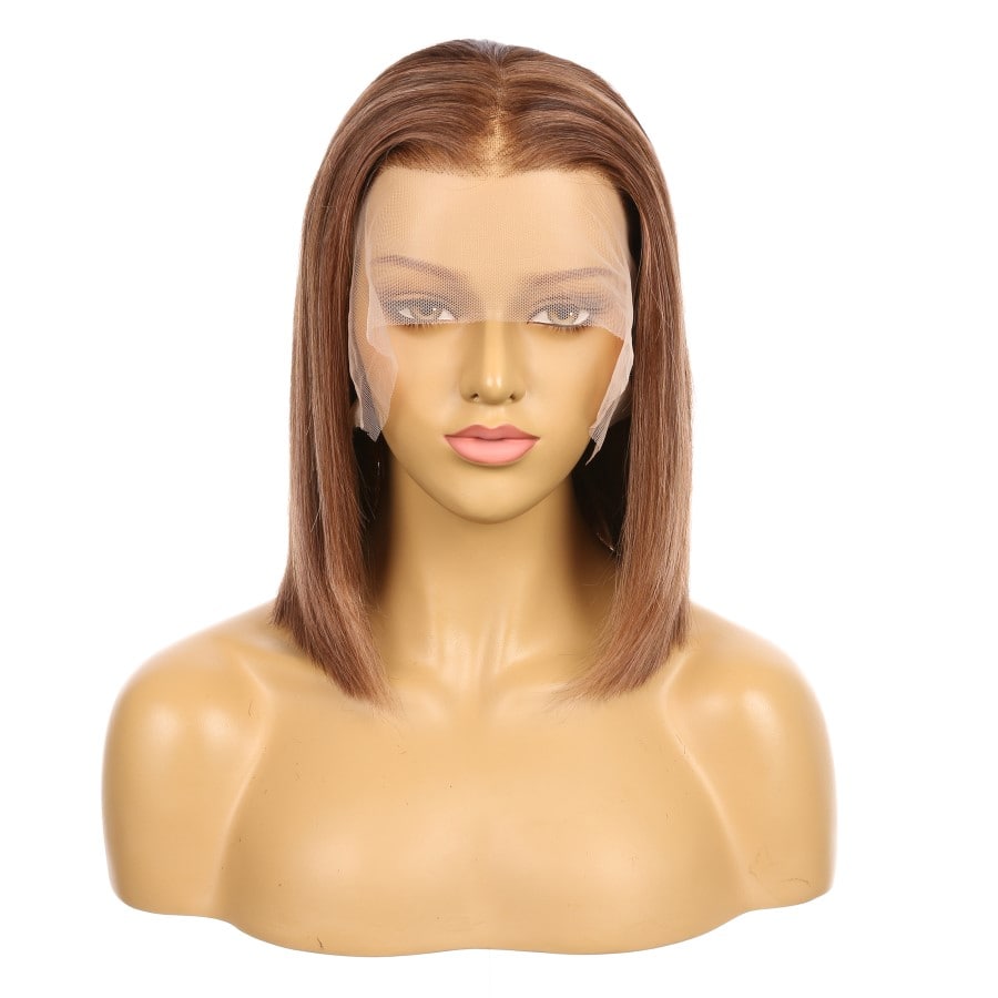 10" 4T 4/30 - Couleur courte #4T 4/30 Perruque de cheveux humains Remy 10 pouces Marron / Auburn