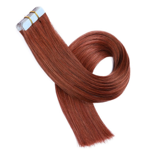 Dark Auburn Invisible Tape-in Extensions, 20 wefts, 45 grams, 100% Real Remy Human Hair