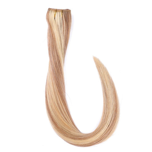 Trama voluminizadora de una pieza con clip, color castaño miel y rubio ceniza n.° 12/24: cabello humano 100 % Remy real