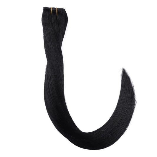 Trame à clips volumisante en une seule pièce Jet Black #1 - 100 % cheveux humains Remy