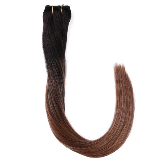 Ombre Chestnut Brown Volumizing 1-piece Clip-in Weft - 100% Real Remy Human Hair