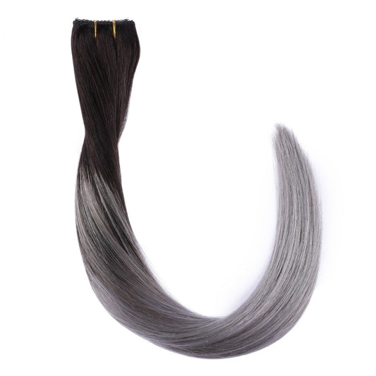 Ombre Gray Volumizing 1-piece Clip-in Weft - 100% Real Remy Human Hair