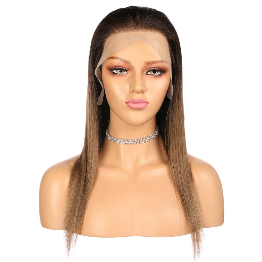 16" 1B /4A - Short Color #1B /4A Remy Human Hair Wig 16 inches Ombre Brown