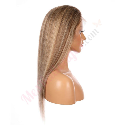 16" #6t/6/613 - Short Color #6t/6/613 Remy Human Hair Wig 16 inches Chestnut Brown / Bleach Blonde