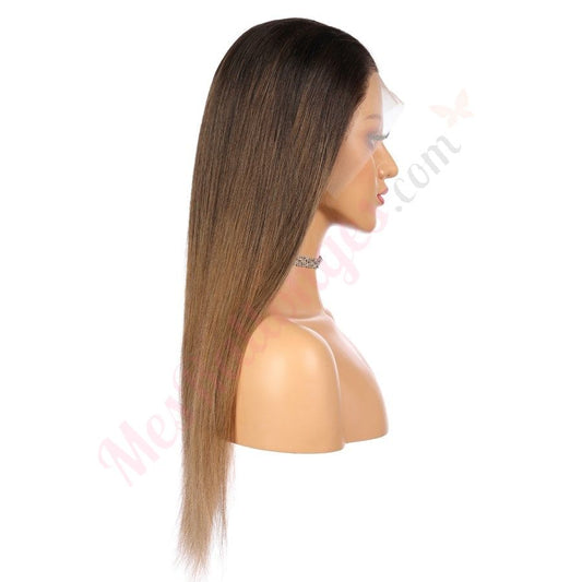 22" 1B /4A - Long Color #1B /4A Remy Human Hair Wig 22 inches Ombre Brown