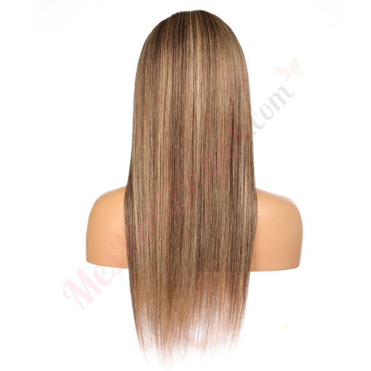 22" 4T4/27 - Long Color #4T4/27 Remy Human Hair Wig 22 inches Brown / Strawberry Blonde